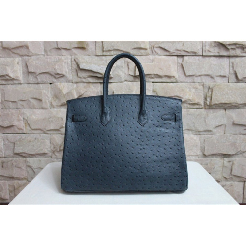 Hermes Birkin 35CM Tote Bag Ostrich Leather Black with Silver hardware