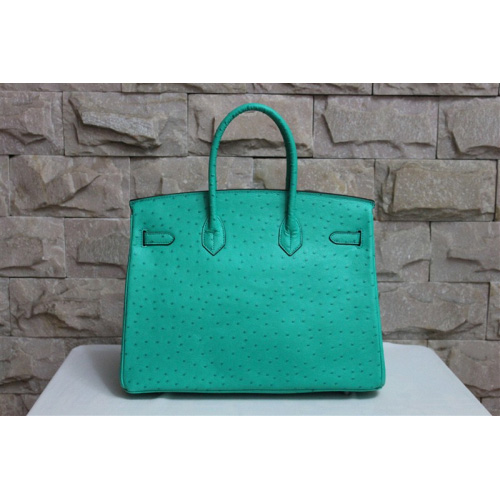 Hermes Birkin 35CM Tote Bag Ostrich Leather Green with Silver hardware