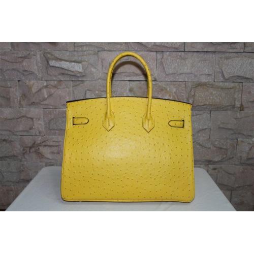 Hermes Birkin 35CM Tote Bag Ostrich Leather Lemon with Gold hardware