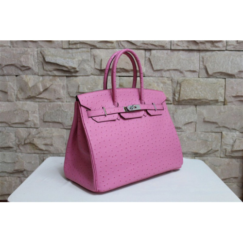 Hermes Birkin 35CM Tote Bag Ostrich Leather Pink with Silver hardware