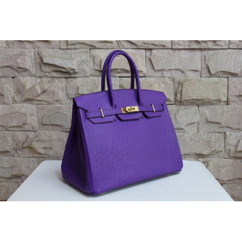 Hermes Birkin 35CM Tote Bag Ostrich Leather Purple with Gold hardware