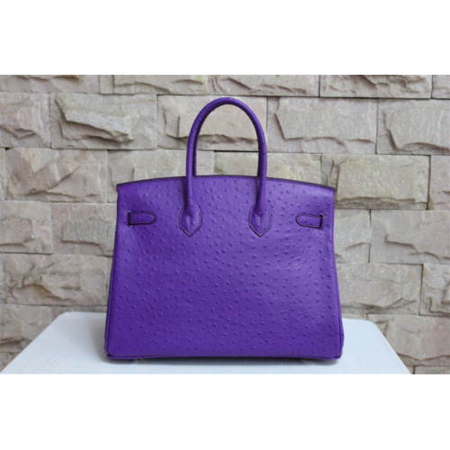 Hermes Birkin 35CM Tote Bag Ostrich Leather Purple with Gold hardware