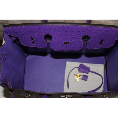 Hermes Birkin 35CM Tote Bag Ostrich Leather Purple with Gold hardware