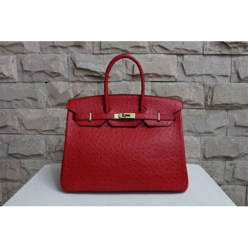 Hermes Birkin 35CM Tote Bag Ostrich Leather Red with Gold hardware