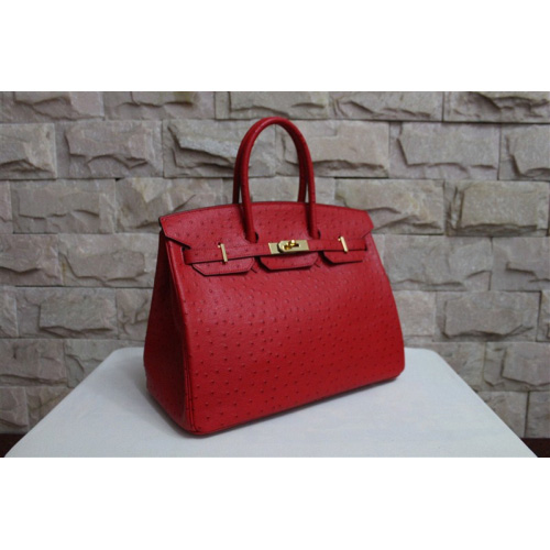 Hermes Birkin 35CM Tote Bag Ostrich Leather Red with Gold hardware