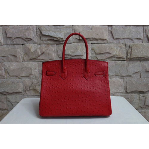 Hermes Birkin 35CM Tote Bag Ostrich Leather Red with Silver hardware