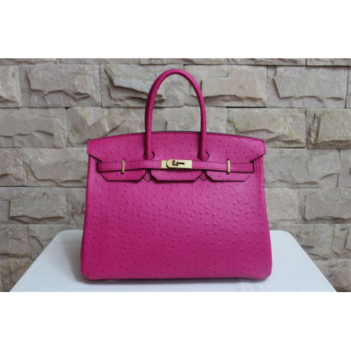 Hermes Birkin 35CM Tote Bag Ostrich Leather Rose with Gold hardware