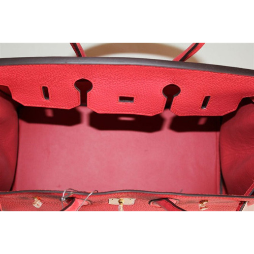 Hermes Birkin 35CM Tote Bag Red Clemence Leather with Gold hardware