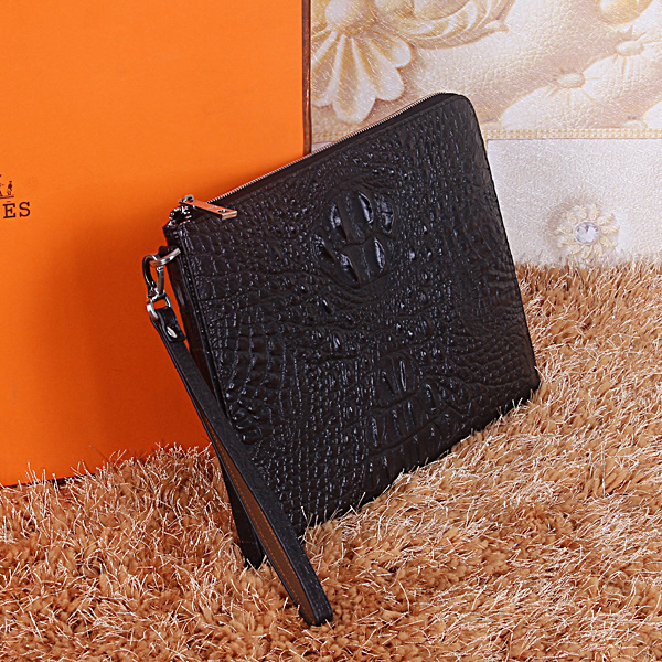 Hermes Clutch Bag Crocodile Leather H2048 Black