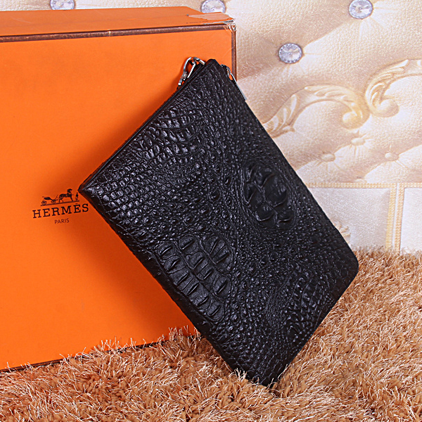 Hermes Clutch Bag Crocodile Leather H2048 Black