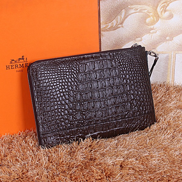 Hermes Clutch Bag Crocodile Leather H2048 Coffee