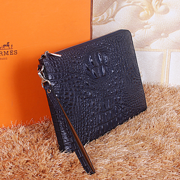 Hermes Clutch Bag Crocodile Leather H2048 Dark Blue