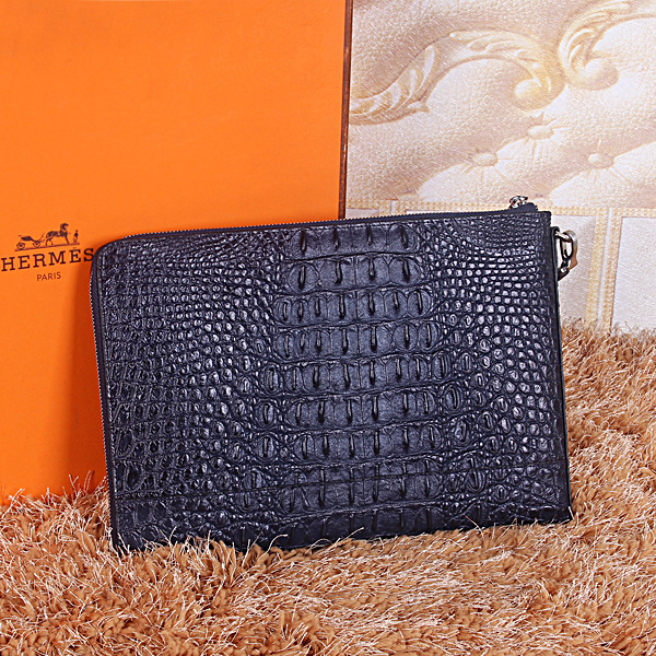 Hermes Clutch Bag Crocodile Leather H2048 Dark Blue