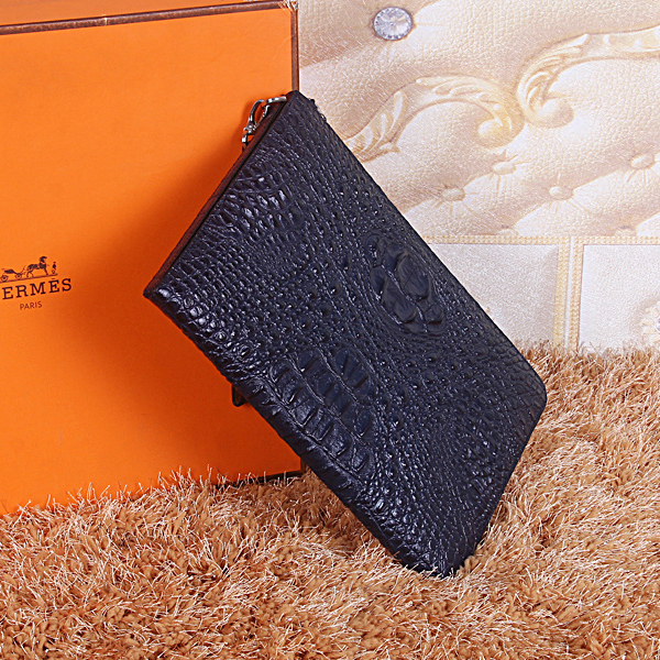 Hermes Clutch Bag Crocodile Leather H2048 Dark Blue