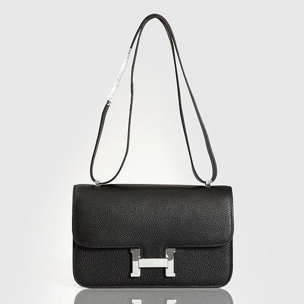 Hermes Constance Bag clemence leather in Black with Silver hardware