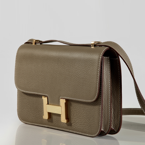 Hermes Constance Bag clemence leather in Dark Gray with Gold hardware