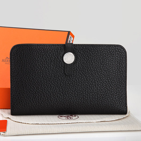 Hermes Dogon Combined Wallet Original Clemence leather A508 Black