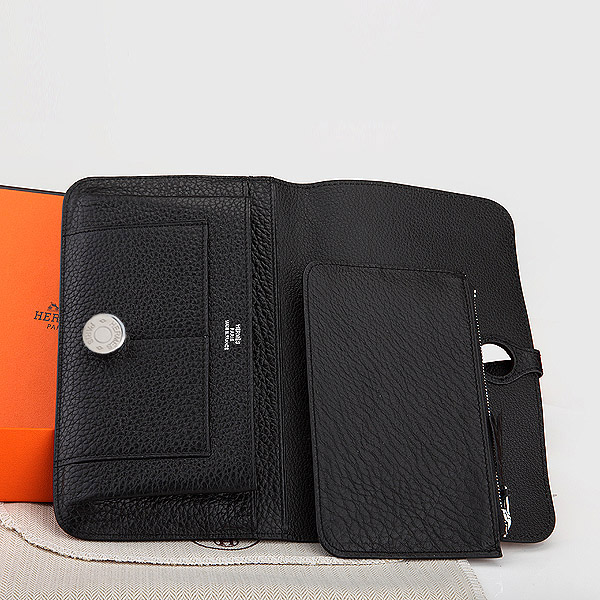 Hermes Dogon Combined Wallet Original Clemence leather A508 Black