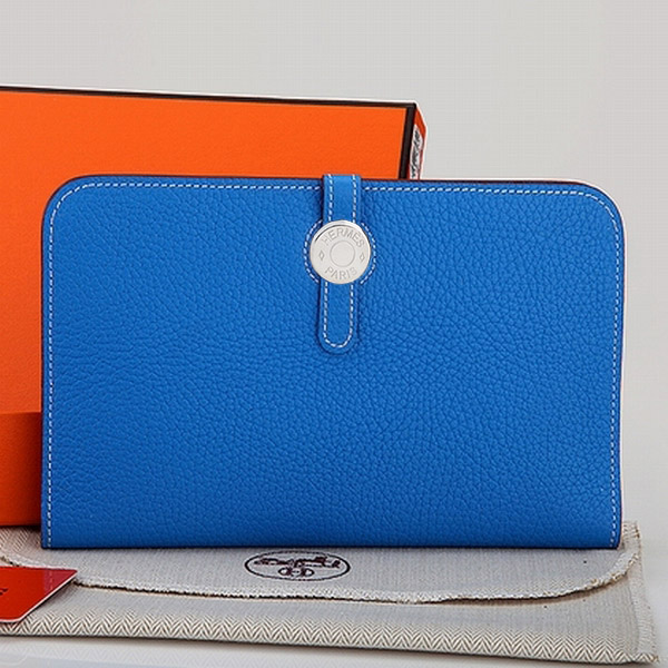 Hermes Dogon Combined Wallet Original Clemence leather A508 Blue