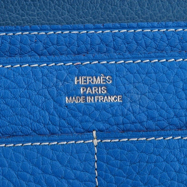 Hermes Dogon Combined Wallet Original Clemence leather A508 Blue