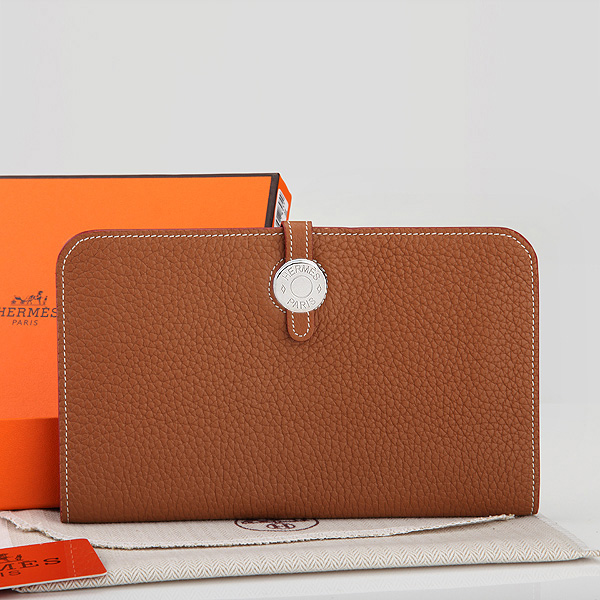 Hermes Dogon Combined Wallet Original Clemence leather A508 Camel