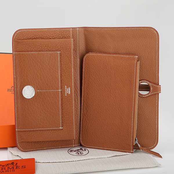 Hermes Dogon Combined Wallet Original Clemence leather A508 Camel