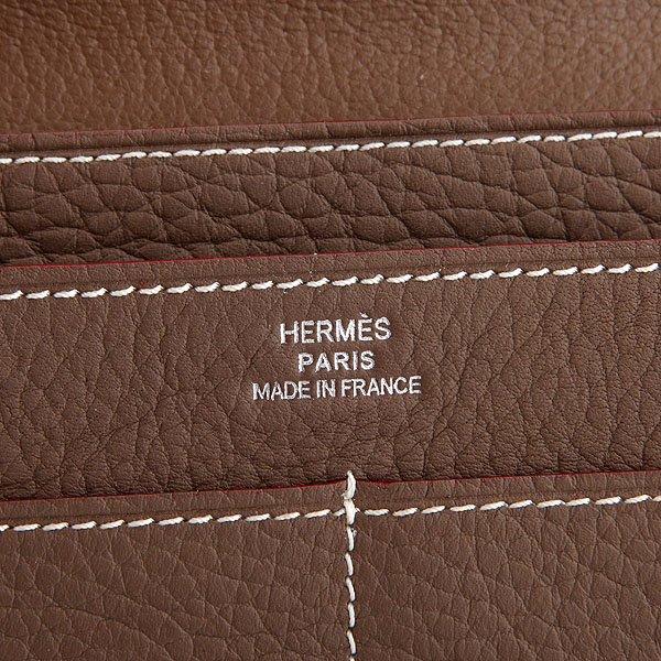 Hermes Dogon Combined Wallet Original Clemence leather A508 Dark Gray