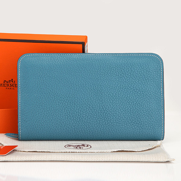 Hermes Dogon Combined Wallet Original Clemence leather A508 Medium Blue