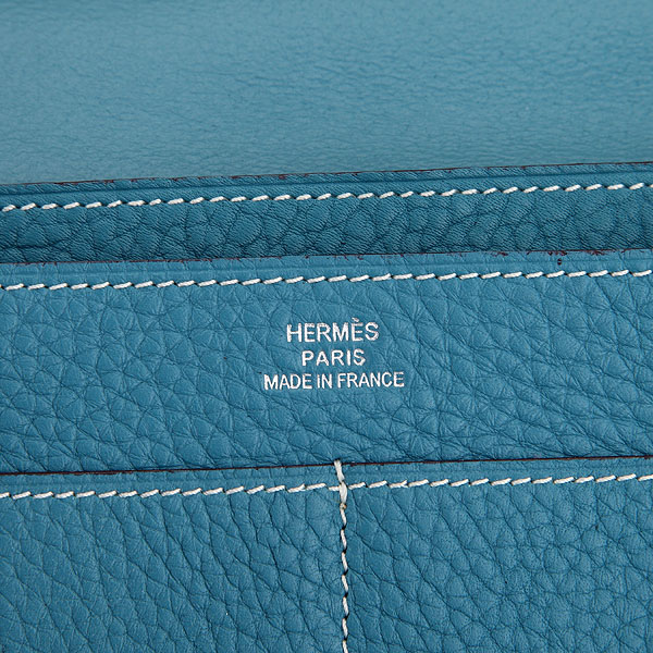 Hermes Dogon Combined Wallet Original Clemence leather A508 Medium Blue