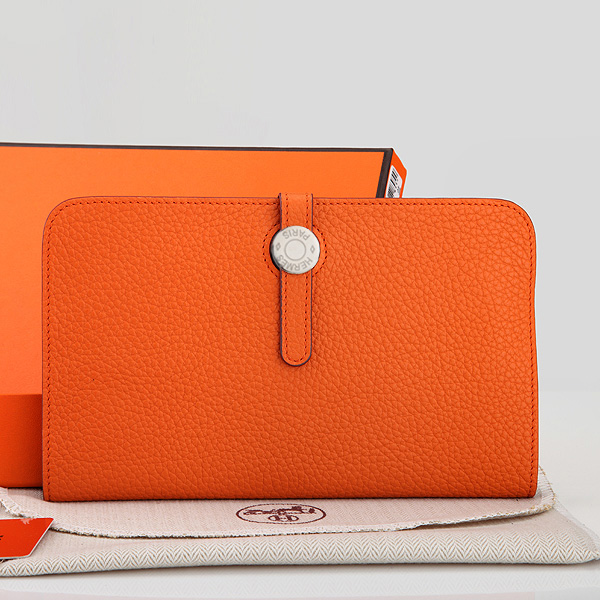 Hermes Dogon Combined Wallet Original Clemence leather A508 Orange