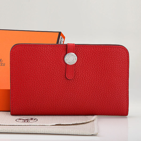 Hermes Dogon Combined Wallet Original Clemence leather A508 Red