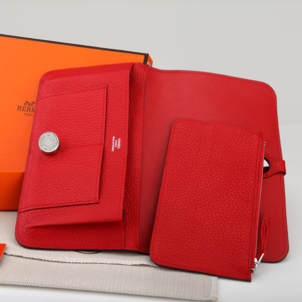 Hermes Dogon Combined Wallet Original Clemence leather A508 Red