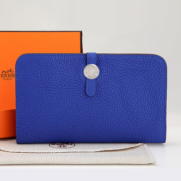 Hermes Dogon Combined Wallet Original Clemence leather A508 RoyalBlue