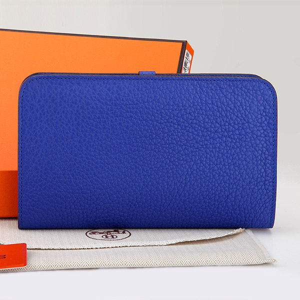 Hermes Dogon Combined Wallet Original Clemence leather A508 RoyalBlue