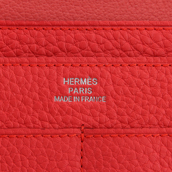 Hermes Dogon Combined Wallet Original Clemence leather A508 Watermelon Red