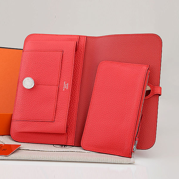 Hermes Dogon Combined Wallet Original Clemence leather A508 Watermelon Red