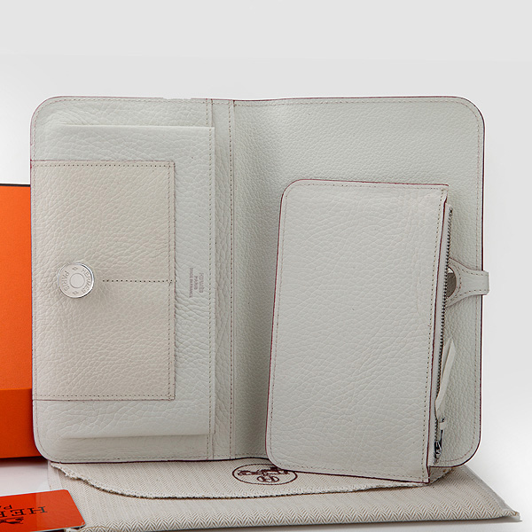 Hermes Dogon Combined Wallet Original Clemence leather A508 White