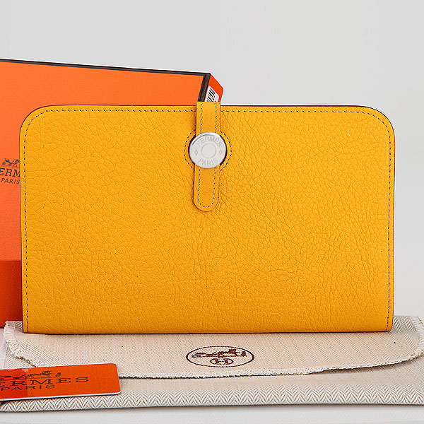 Hermes Dogon Combined Wallet Original Clemence leather A508 Yellow