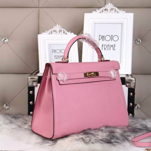 Hermes Kelly 32cm Shoulder Bags Grained Leather Pink