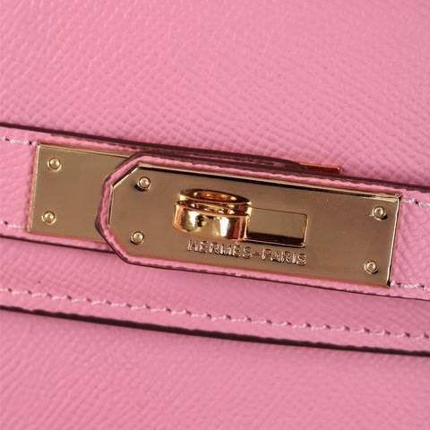 Hermes Kelly 32cm Shoulder Bags Grained Leather Pink