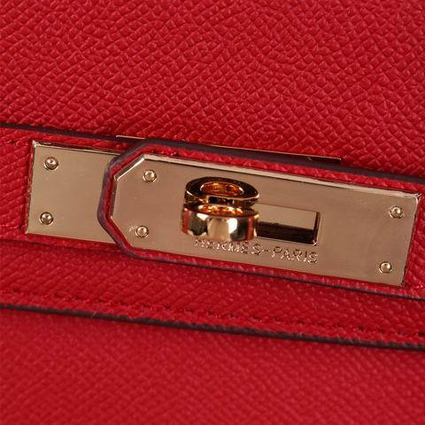 Hermes Kelly 32cm Shoulder Bags Grained Leather Red