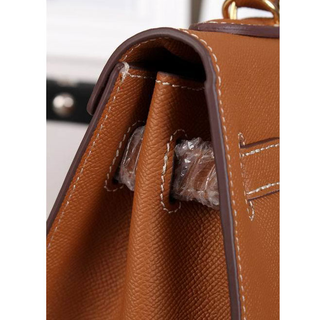 Hermes Kelly 32cm Shoulder Bags Grained Leather Wheat