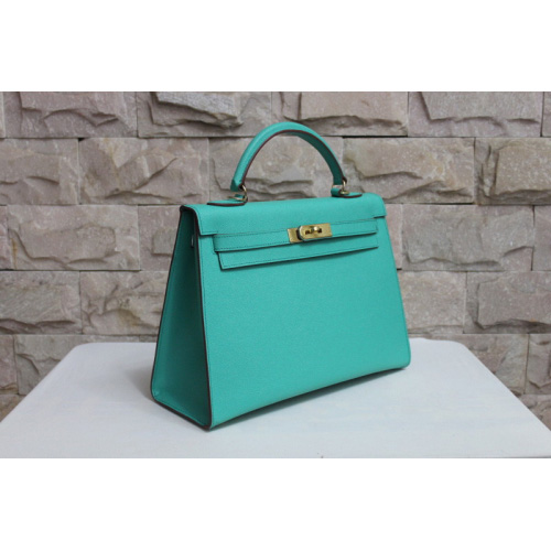 Hermes Kelly 32cm Togo Leather Bag Light Green with Gold hardware