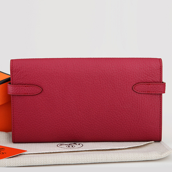 Hermes Kelly Original Clemence Leather Bi-Fold Wallet A708 Claret