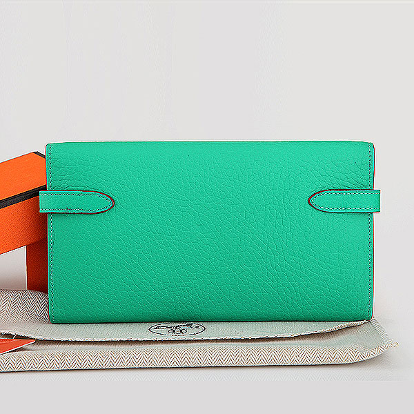 Hermes Kelly Original Clemence Leather Bi-Fold Wallet A708 Green