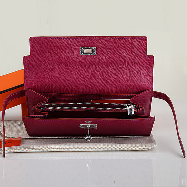 Hermes Kelly Original Saffiano Leather Bi-Fold Wallet A708 Claret