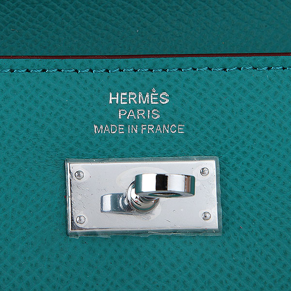 Hermes Kelly Original Saffiano Leather Bi-Fold Wallet A708 Lake Green