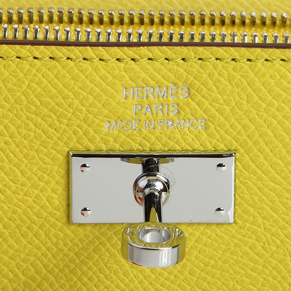 Hermes Kelly Original Saffiano Leather Bi-Fold Wallet A708 Lemon