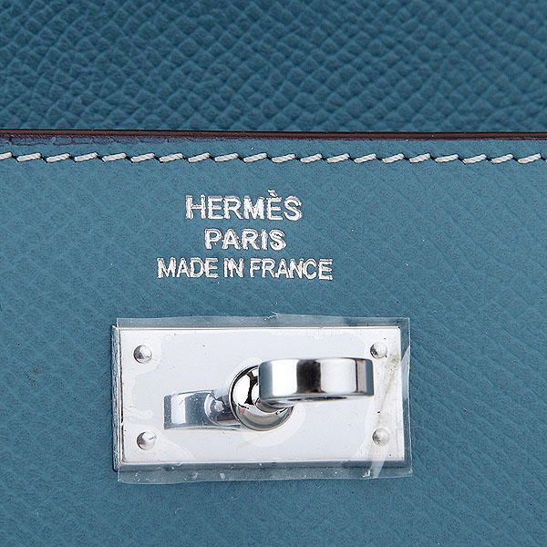 Hermes Kelly Original Saffiano Leather Bi-Fold Wallet A708 Light Blue