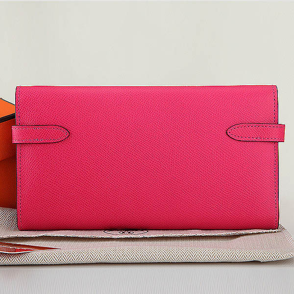 Hermes Kelly Original Saffiano Leather Bi-Fold Wallet A708 Peach